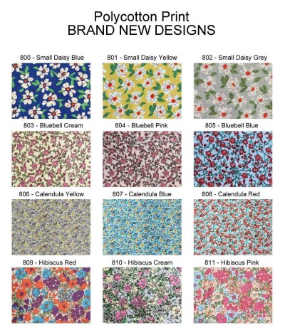 New PolyCotton Print - NEW 2022 Florals (30M Rolls)