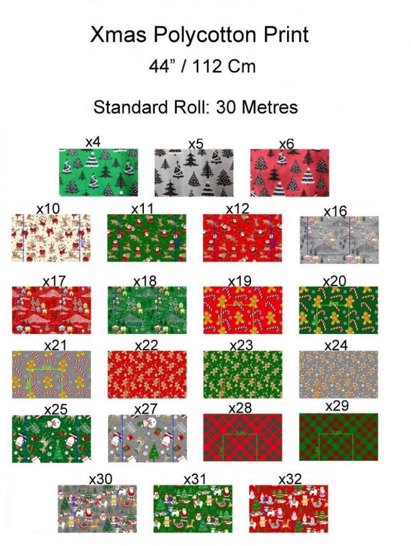 Christmas Range - PolyCotton Prints (30M Roll)