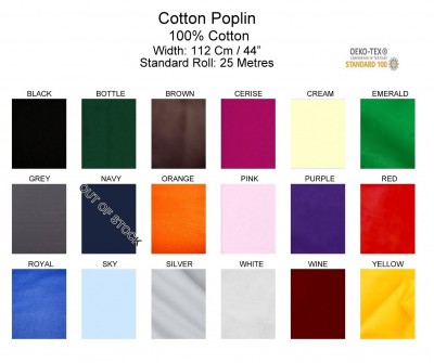 100% Plain Cotton Poplin Fabric