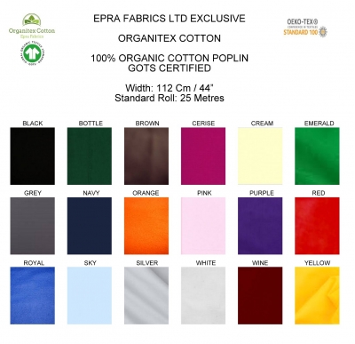 100% organic cotton poplin plain fabric - organitex by epra
